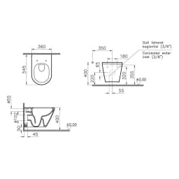 Vitra Integra Rim-ex 55 Cm Mat Siyah Asma Klozet görsel 2
