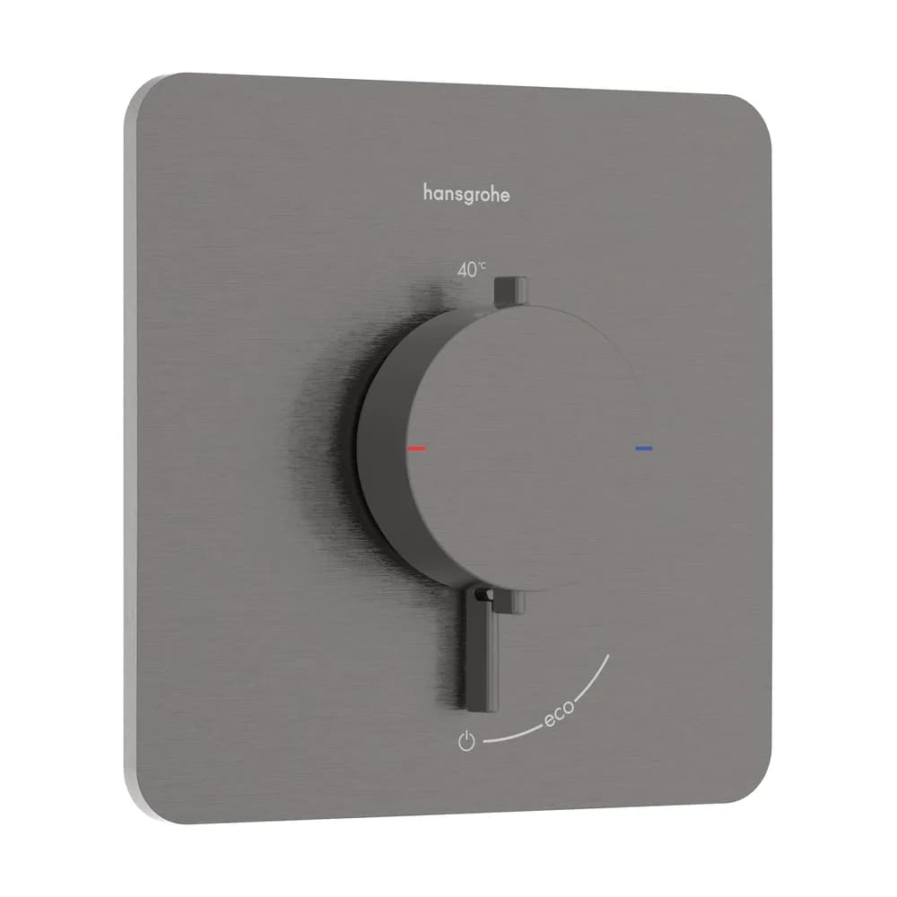 Hansgrohe Ecostat Comfort Q Mat Siyah-Krom 1 Çıkış İçin Ankastre Termostatik Banyo Bataryası - 33712340