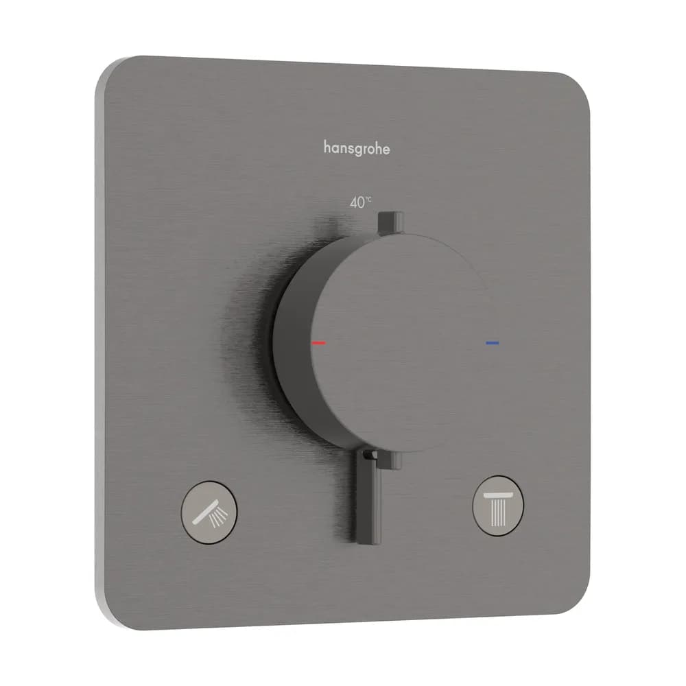 Hansgrohe Ecostat Comfort Q Mat Siyah-Krom 2 Çıkış İçin Ankastre Termostatik Banyo Bataryası - 33713340