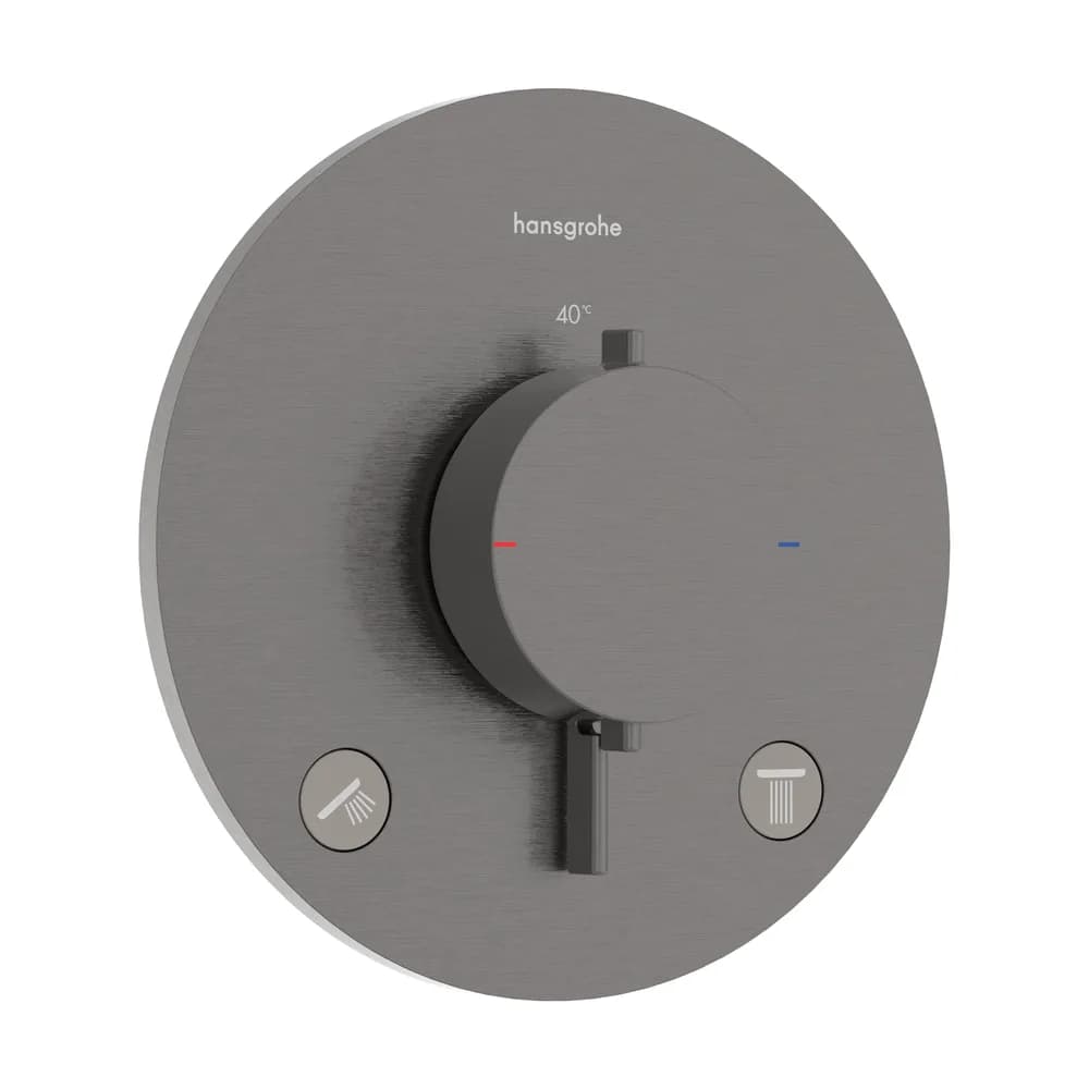 Hansgrohe Ecostat Comfort S Mat Siyah-Krom 2 Çıkış İçin Ankastre Termostatik Banyo Bataryası - 33715340