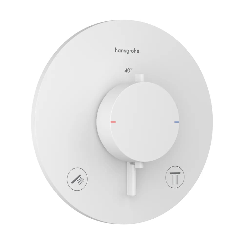Hansgrohe Ecostat Comfort S Mat Beyaz 2 Çıkış İçin Ankastre Termostatik Banyo Bataryası - 33715700