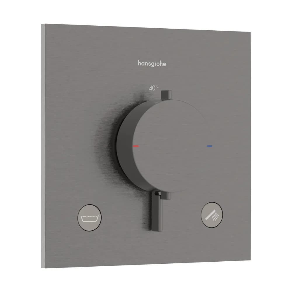 Hansgrohe Ecostat Comfort E Mat Siyah-Krom EN1717 Emniyetli 2 Çıkış Ankastre Termostatik Banyo Bataryası - 33716340