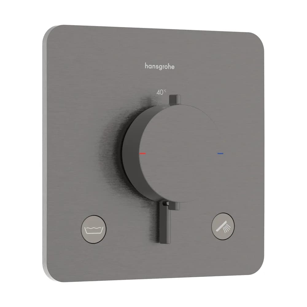 Hansgrohe Ecostat Comfort Q Mat Siyah-Krom EN1717 Emniyetli 2 Çıkış Ankastre Termostatik Banyo Bataryası - 33717340