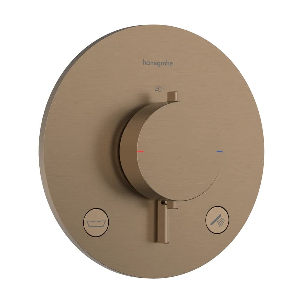 Hansgrohe Ecostat Comfort S Mat Bronz EN1717 Emniyetli 2 Çıkış Ankastre Termostatik Banyo Bataryası - 33718140