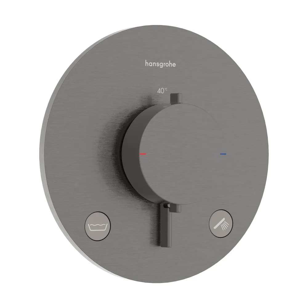 Hansgrohe Ecostat Comfort S Mat Siyah-Krom EN1717 Emniyetli 2 Çıkış Ankastre Termostatik Banyo Bataryası - 33718340