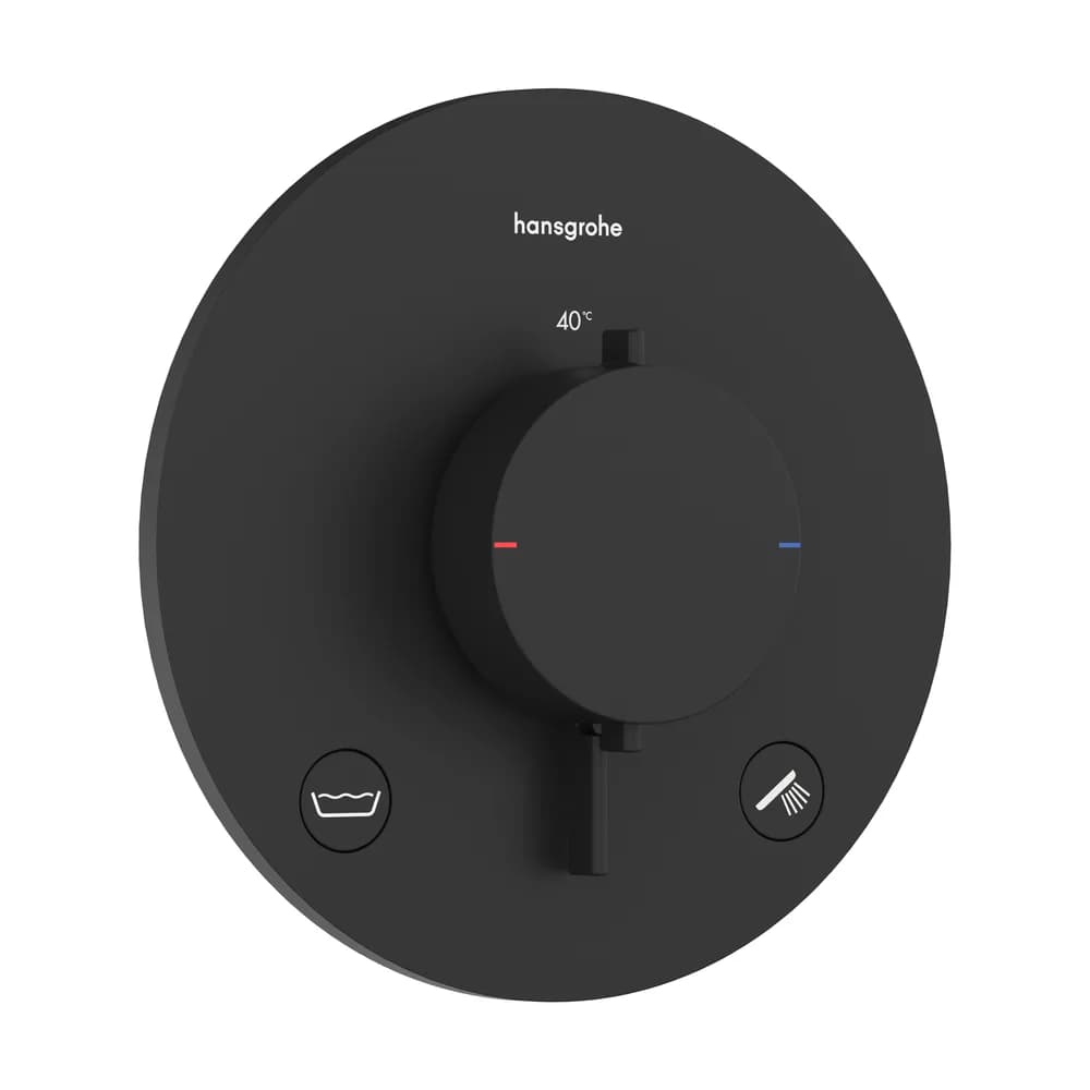 Hansgrohe Ecostat Comfort S Mat Siyah EN1717 Emniyetli 2 Çıkış Ankastre Termostatik Banyo Bataryası - 33718670