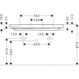 Hansgrohe Xelu Q 120x48 cm SmartClean Çift Delikli Tezgah Üstü Lavabo - 61044450 görsel 2