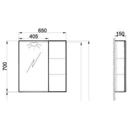 Kale Trevi 65 Cm Antrasit-Ceviz Spot Aydınlatmalı Yarım Dolaplı Ayna - 310300103269 görsel 2