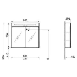 Kale Idea 2.0 80 Cm Parlak Antrasit LED Aydınlatmalı Ayna Dolabı - 310300102071 görsel 2