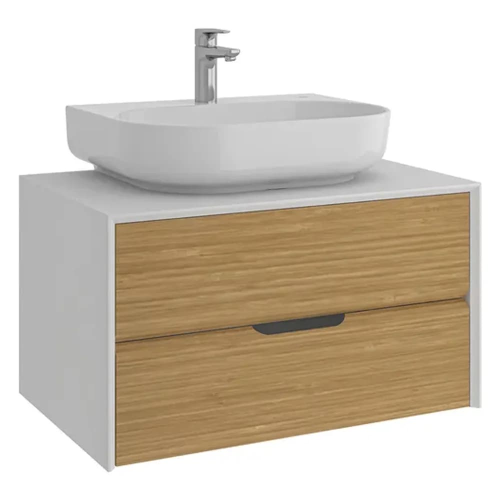Kale Zero 2.0 80 Cm Beyaz-Meşe Lavabolu Dolap (Beyaz oval Lavabo) - 310300104368
