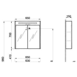 Kale Idea 2.0 65 Cm Parlak Antrasit LED Aydınlatmalı Ayna Dolabı - 310300102067 görsel 2