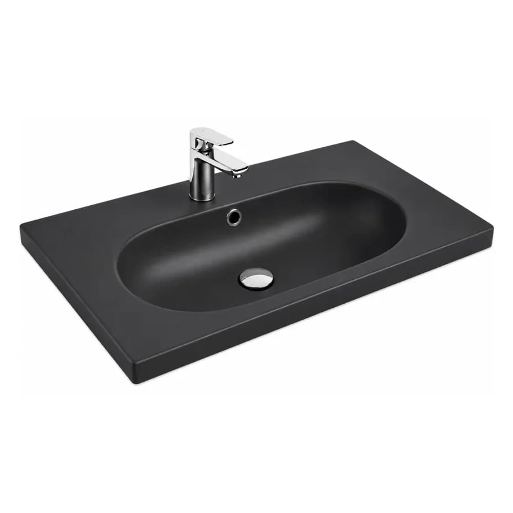 Kale Alto Slim 80x50 Cm Mat Siyah Etajerli Lavabo - 310200100260