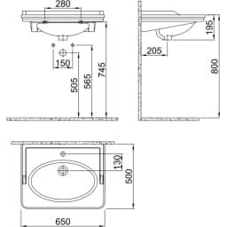 Kale Artdeco 65x50 Cm 3 Armatür Delikli Etajerli Lavabo - 310200200219 görsel 2