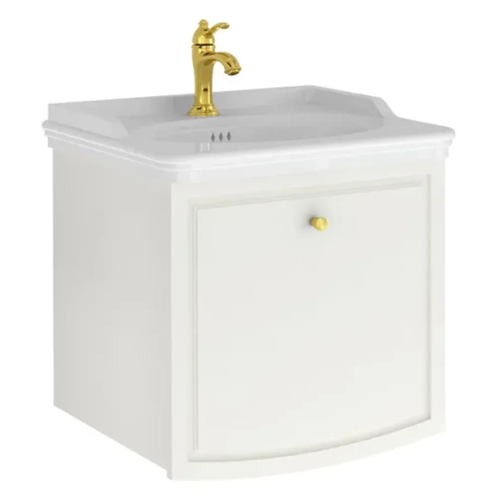 Kale Arte+ 65 Cm Parlak Beyaz Lavabolu Dolap Altın Kulplu - 310300104391