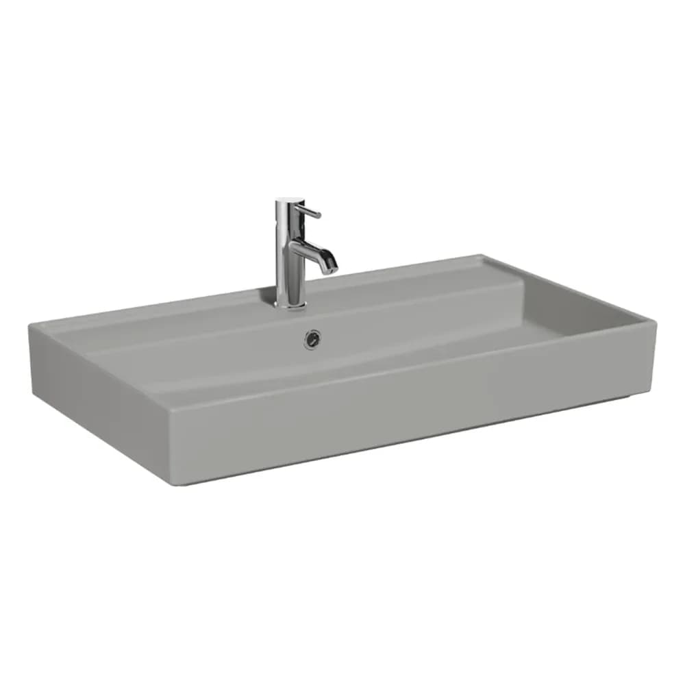VitrA Archiplan 80x46 Cm Mat Taş Gri Tezgah Üstü Lavabo - 7415B476-0631