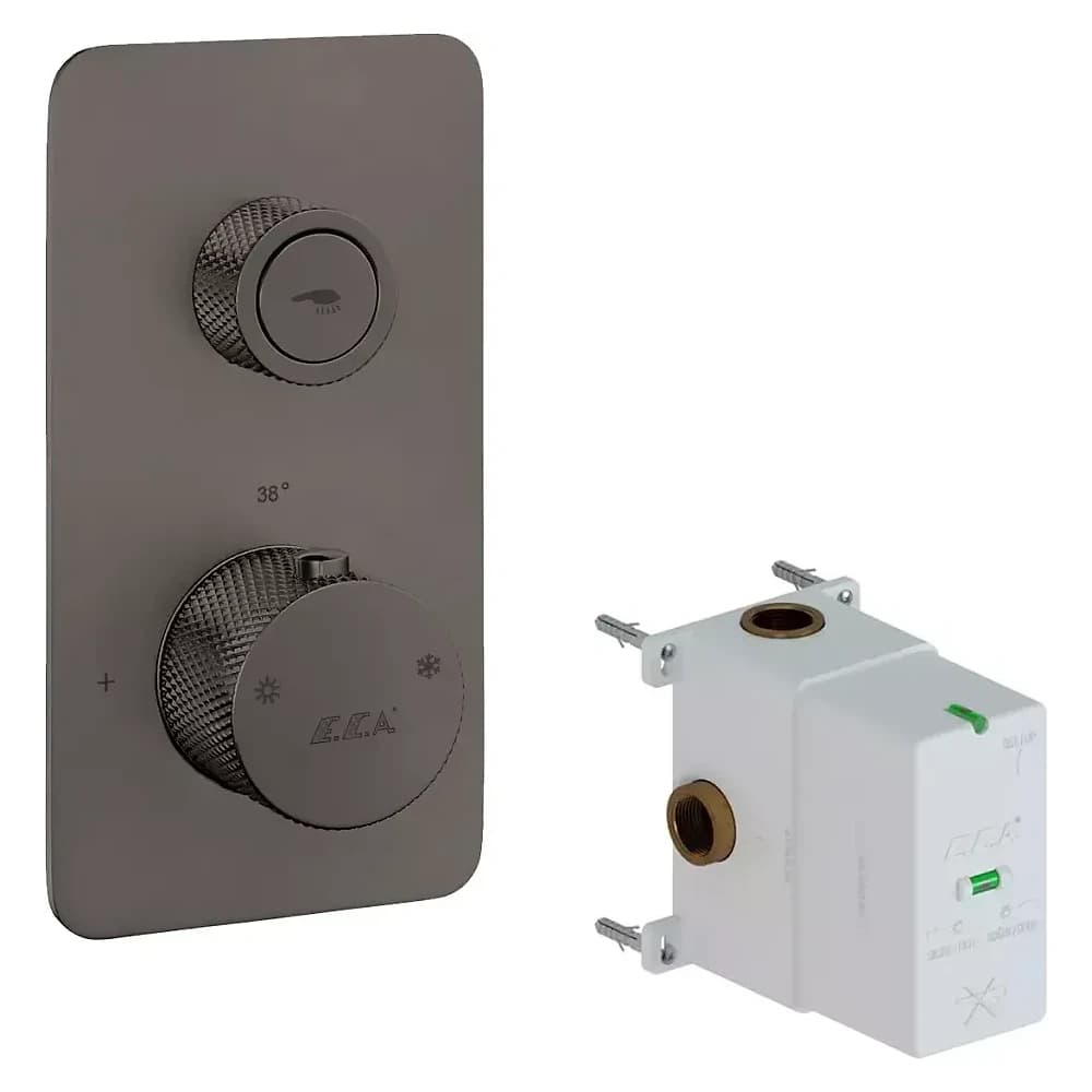 Eca Life Mat Antrasit On-Off Butonlu Termostatik Ankastre Duş Bataryası - 102101401C5