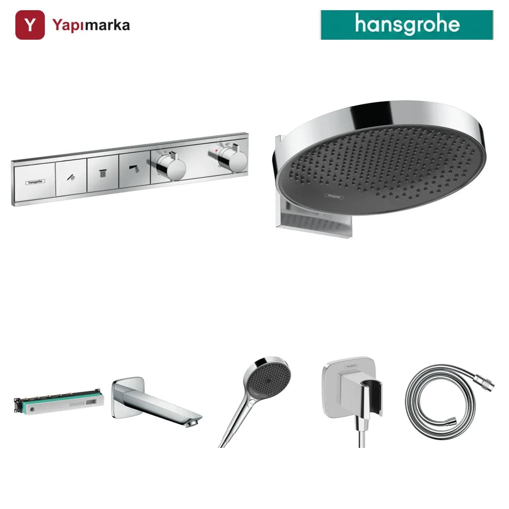 Hansgrohe RainSelect 3 Çıkış Ankastre Duş Seti - Rainfinity 360 + Logis Küvet Gagası