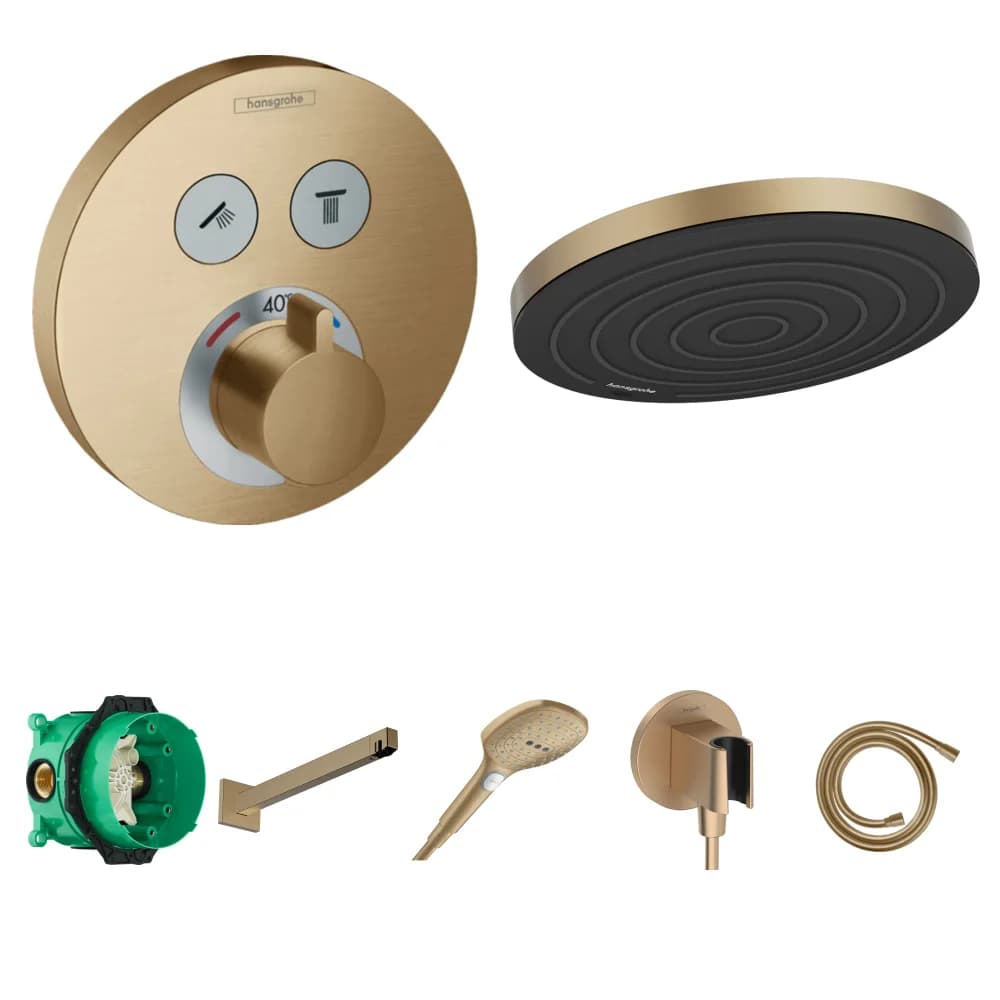 Hansgrohe ShowerSelect S Mat Bronz 2 Çıkış Ankastre Duş Seti - Pulsify S 260