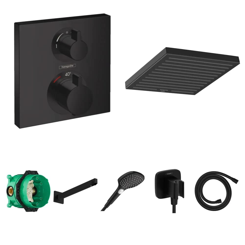 Hansgrohe Ecostat Square Mat Siyah 2 Çıkış Ankastre Duş Seti - Pulsify E 260