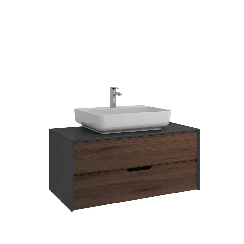 Kale Zero 2.0 100 Cm Antrasit Dikdörtgen Lavabolu Banyo Dolabı