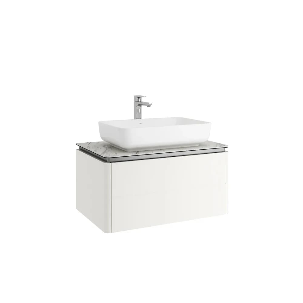 Kale Lotus 80 Cm Mat Beyaz Dikdörtgen Lavabolu Banyo Dolabı