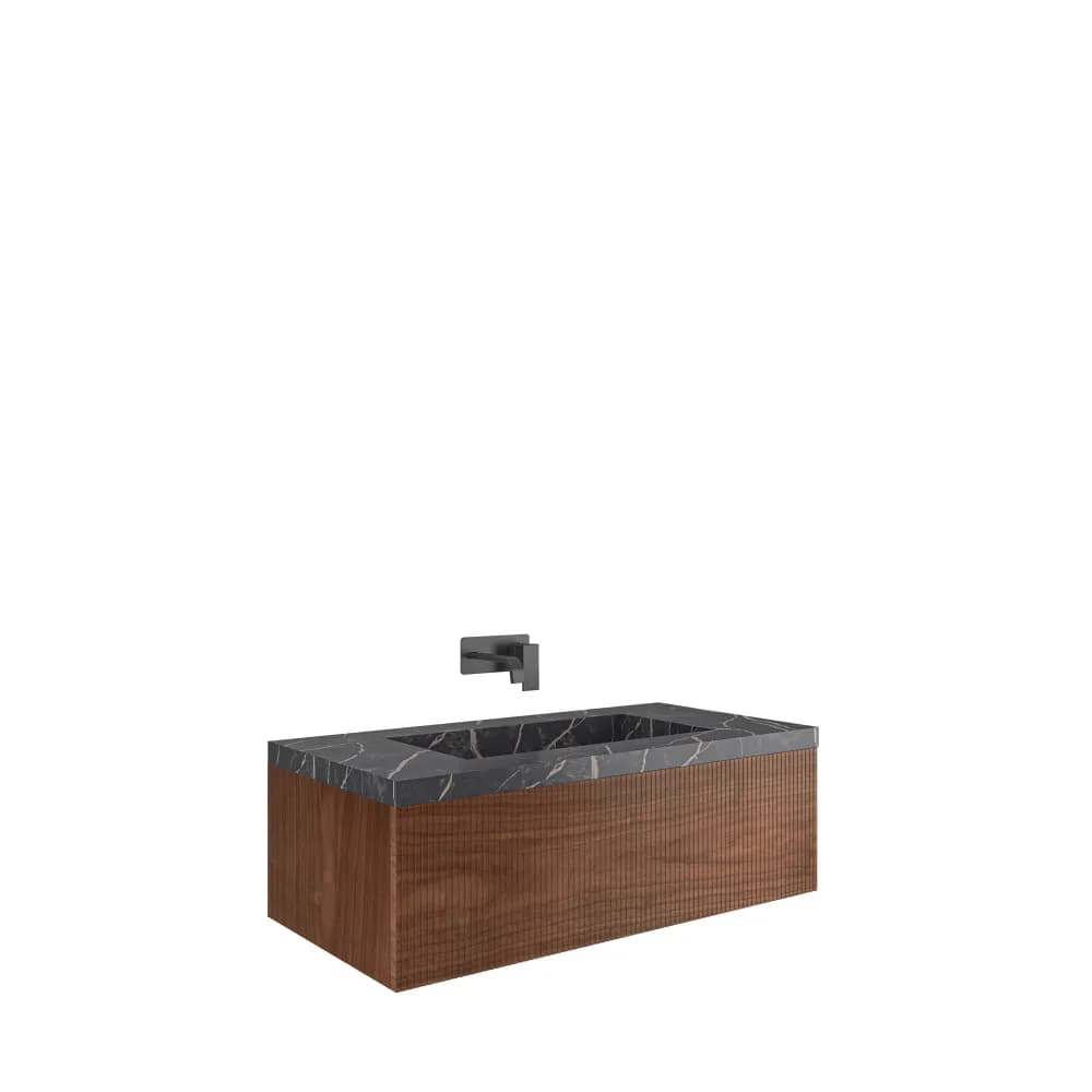 Kale Zenith 100 Cm Ceviz Deliksiz Lavabolu Banyo Dolabı