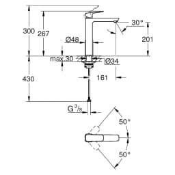 Grohe Cubeo Siyah Çanak XL Lavabo Bataryası görsel 2