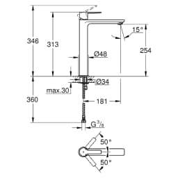 Grohe Lineare New Krom Çanak XL Lavabo Bataryası görsel 2