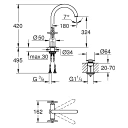 Grohe Atrio New Classic Antrasit Çanak XL Lavabo Bataryası görsel 2