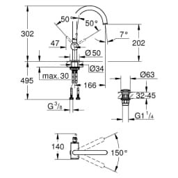 Grohe Atrio New Classic Bronz L Lavabo Bataryası görsel 2