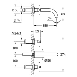 Grohe Atrio New Classic Altın Ankastre M Lavabo Bataryası görsel 2