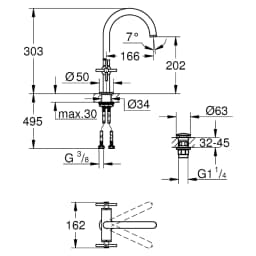Grohe Atrio New Classic Bronz Tek Delikli L Lavabo Bataryası 21144DL0 görsel 2