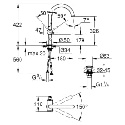 Grohe Atrio New Classic Bronz Çanak XL Lavabo Bataryası 24365DA0 görsel 2