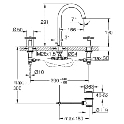 Grohe Atrio New Classic Paslanmaz Çelik L Lavabo Bataryası görsel 2