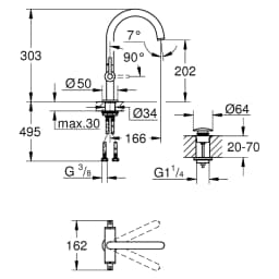 Grohe Atrio New Classic Tek Delikli L Lavabo Bataryası 1/2" görsel 2