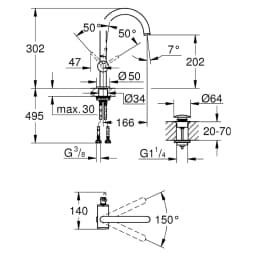 Grohe Atrio New Classic Antrasit Fırçalanmış L Lavabo Bataryası 1/2" görsel 2