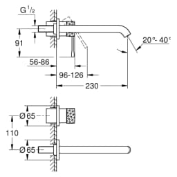 Grohe Essence New Krom İki Delikli L Lavabo Bataryası görsel 2