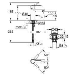 Grohe Lineare New Krom XS Lavabo Bataryası görsel 2