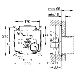 Grohe Rapido U Krom Ankastre İç Gövde görsel 2