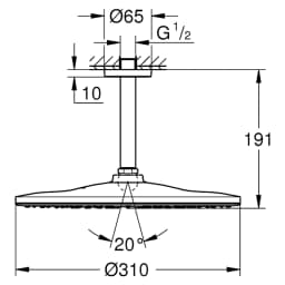 Grohe Rainshower Mono 310 Antrasit Fırçalanmış Tepe Duşu 310 mm görsel 2