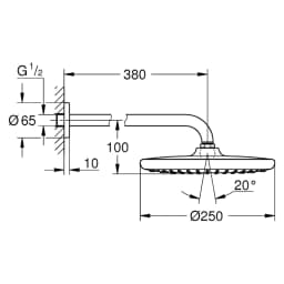 Grohe Tempesta 250 Antrasit Fırçalanmış Tepe Duşu görsel 2