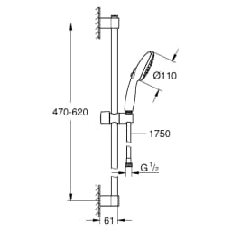 Grohe Tempesta 110 Krom Sürgülü Duş Seti Yağmur Akış görsel 2