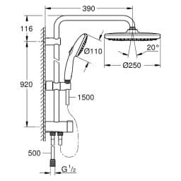 Grohe Tempesta System 250 Krom Duş Sistemi görsel 2