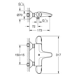 Grohe Grohtherm 1000 New Krom Banyo Bataryası görsel 2