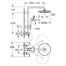 Grohe Tempesta System 250 Krom Duş Sistemi 250 mm görsel 2