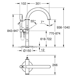 Grohe Atrio New Classic Bronz Fırçalanmış Yerden Küvet Bataryası görsel 2