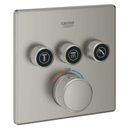 Grohe Grohtherm SmartControl Paslanmaz Çelik Üç Valfli Akış Kontrollü Ankastre Termostatik Duş Bataryası - 29126MS0 görsel 1