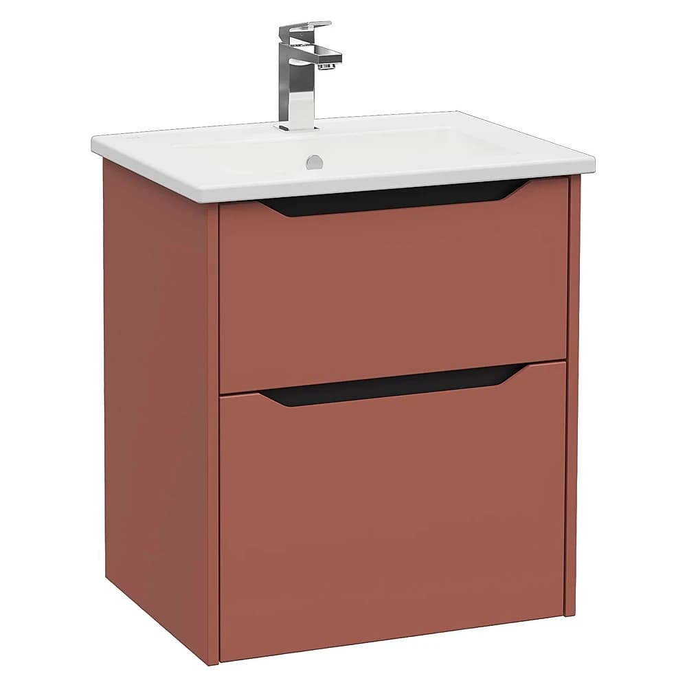 Vitra Integra Square 60 Cm Mat Kırmızı İki Çekmeceli Lavabo Dolabı