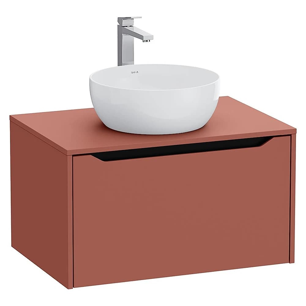 Vitra Integra Square 80 Cm Mat Kırmızı Lavabosuz Çanak Lavabo Uyumlu Dolap
