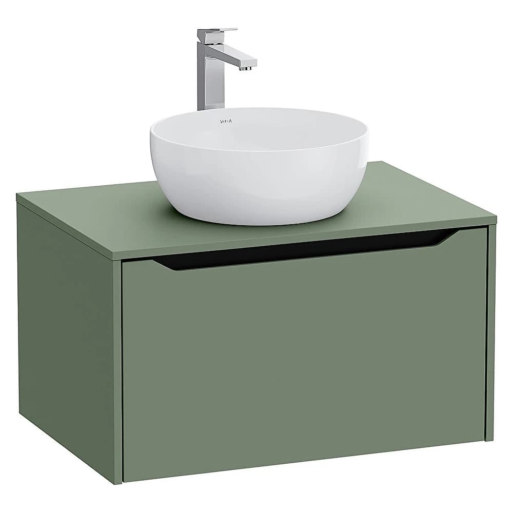 Vitra Integra Square 80 Cm Mat Yeşil Lavabosuz Çanak Lavabo Uyumlu Dolap